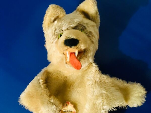 Vintage 1950er Steiff Mohair Loopy Wolf Handschuh Marionette