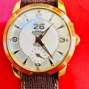 1950er CORNAVIN DATOCOR Armbanduhr Geneve Swiss BIG DATE