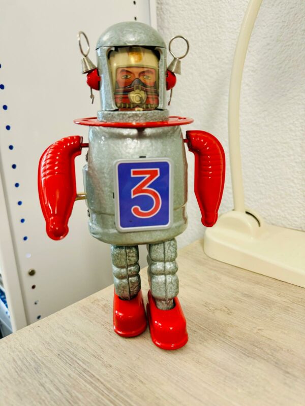 Vintage Roboter Astronaut Blech Aufzieh-Spielzeug Metall