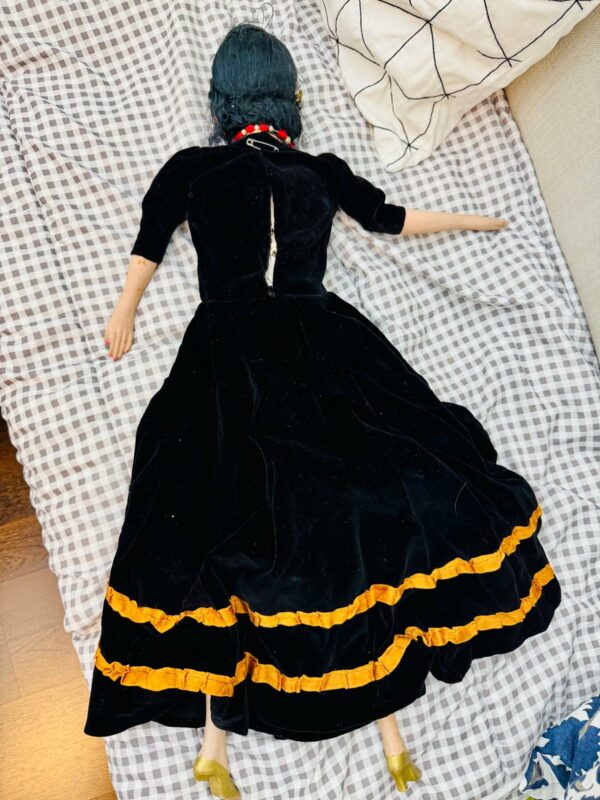 Antike 74cm Boudoir Salon Puppe Samtkleid | 1920-30er