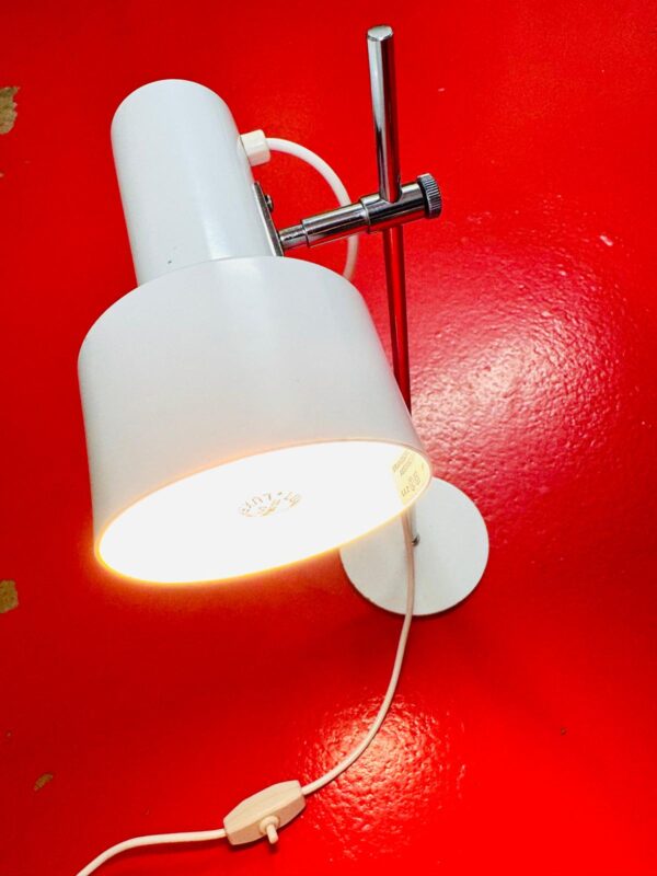 70er Jahre Leuchte Tischlampe | Spot Lampe Metall Weiss – Bild 4